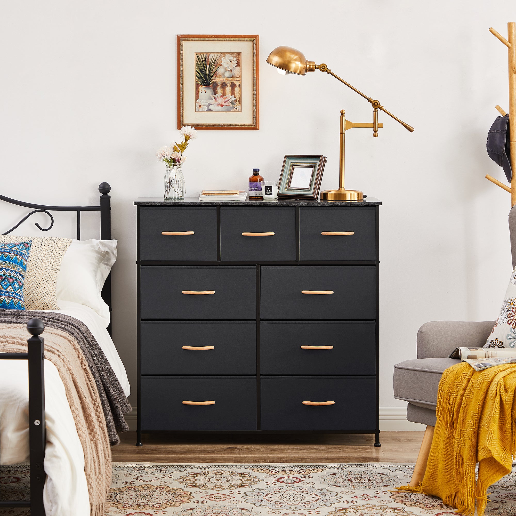 39" Black Standard Accent Cabinet With Nine Drawers