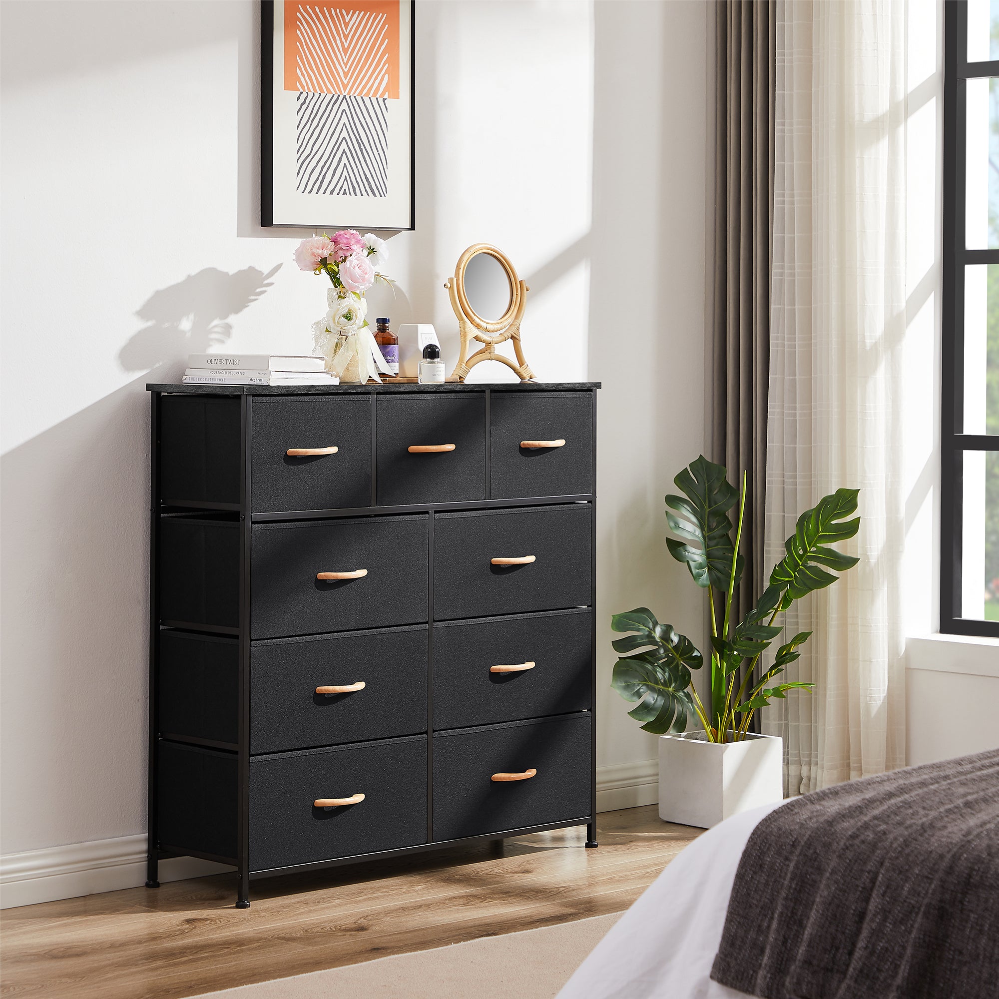 39" Black Standard Accent Cabinet With Nine Drawers