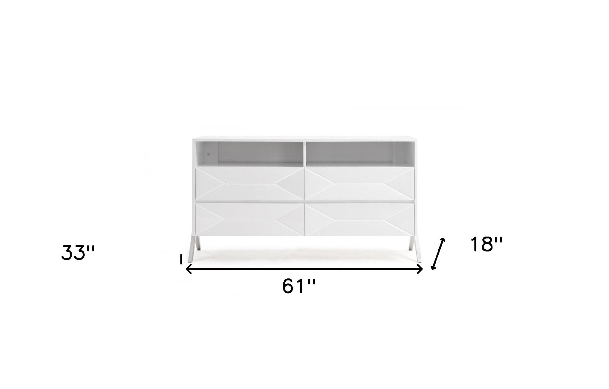 61" White Manufactured Wood Four Drawer Double Dresser