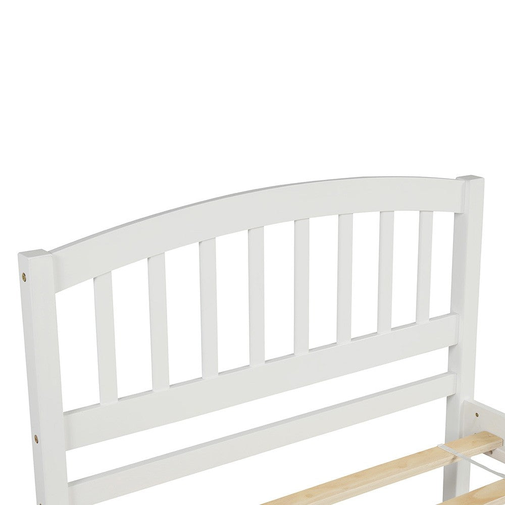 White Wood Twin Bed Frame with Trundle