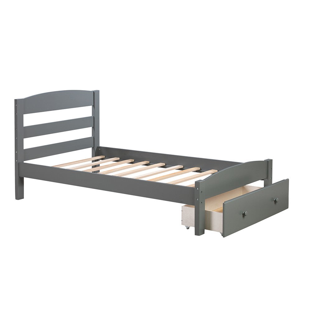 Twin Gray Upholstered Bed