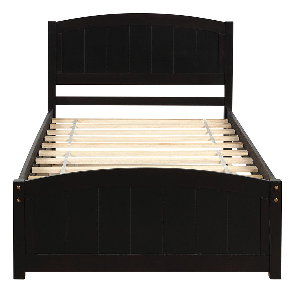 Espresso Wood Twin Bed Frame with Trundle