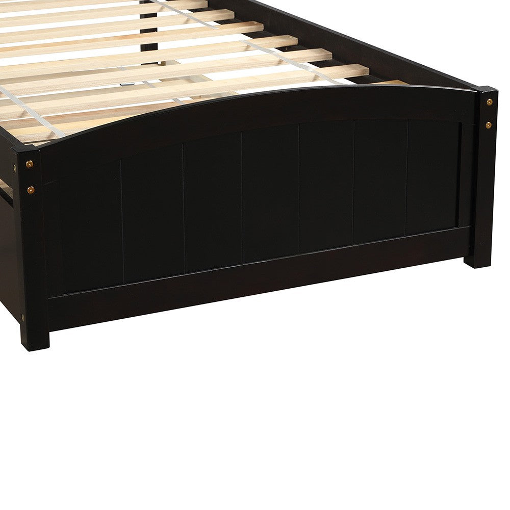 Espresso Wood Twin Bed Frame with Trundle