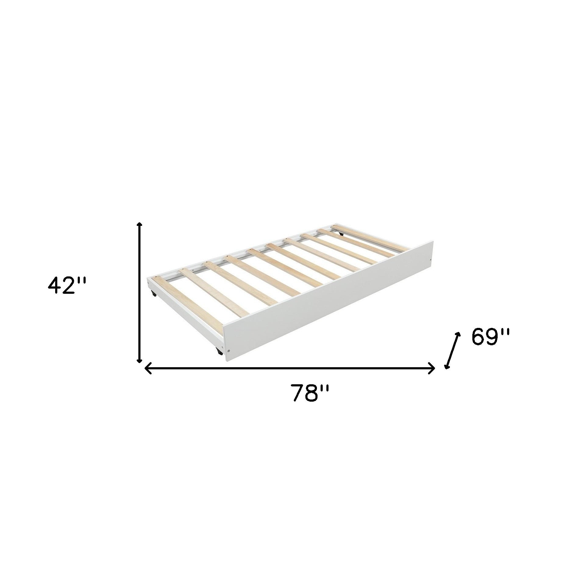 White Wood Twin Canopy Bed Frame with Trundle