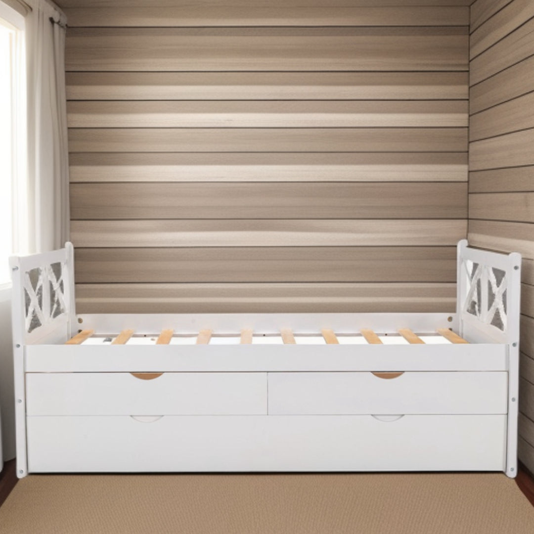 White Twin Bed with Trundle