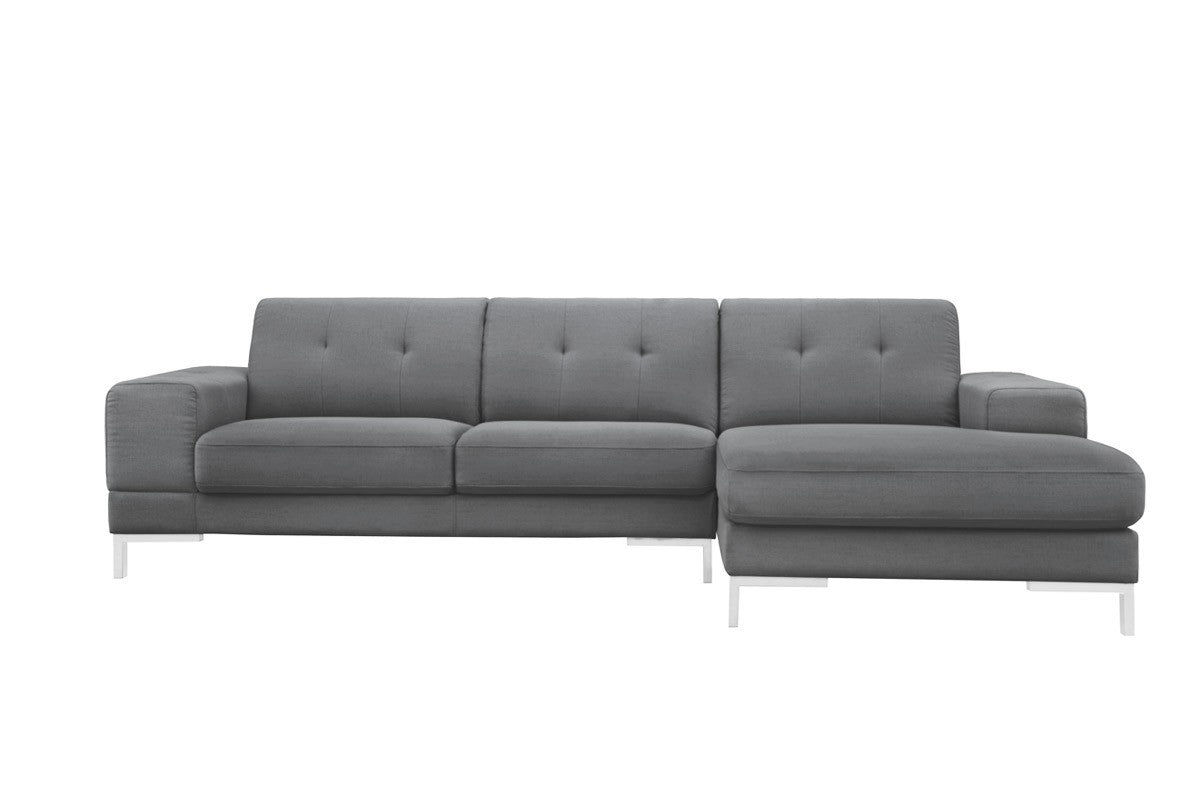 Gray Polyester L Shaped Two Piece Sofa and Chaise Sectional