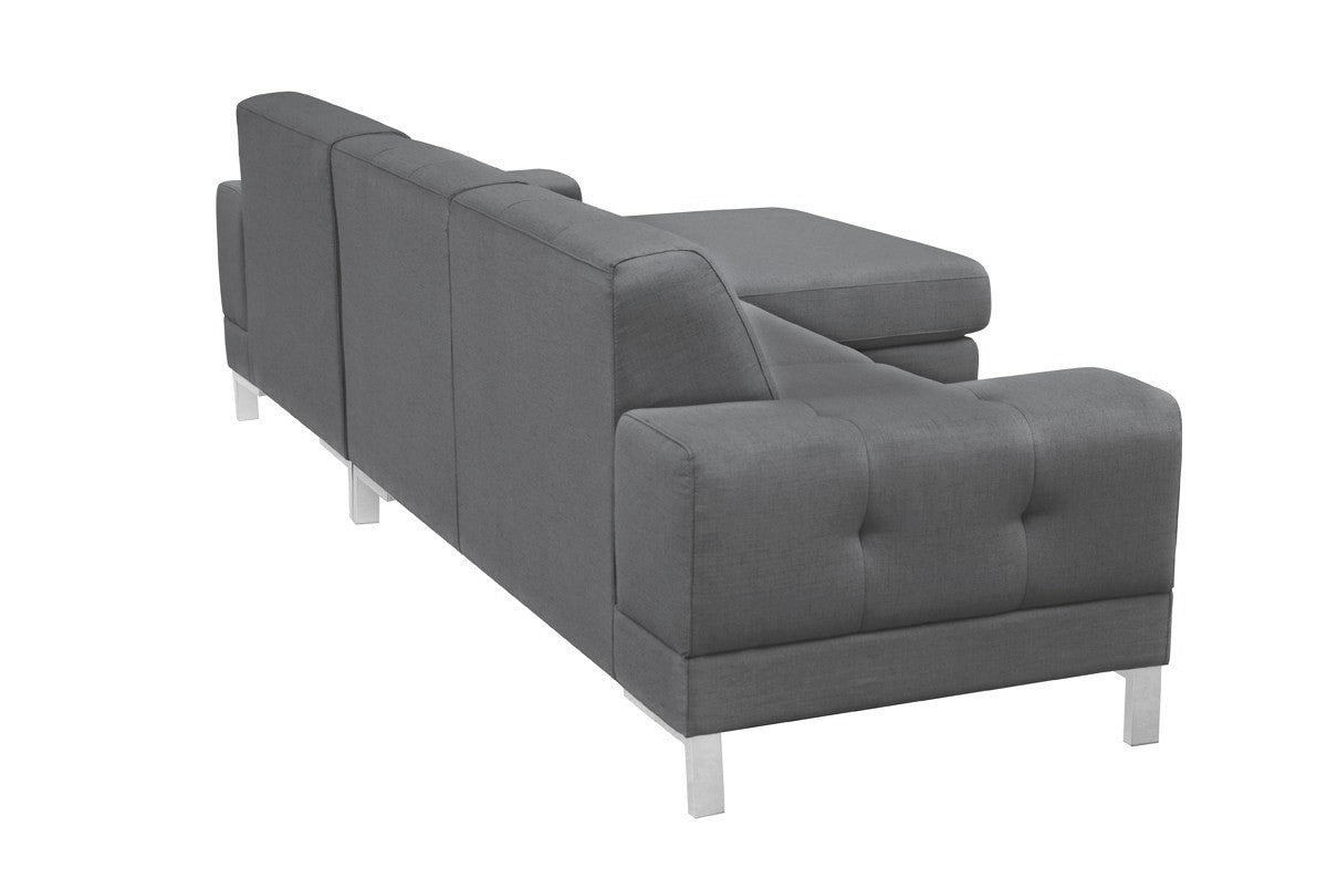 Gray Polyester L Shaped Two Piece Sofa and Chaise Sectional