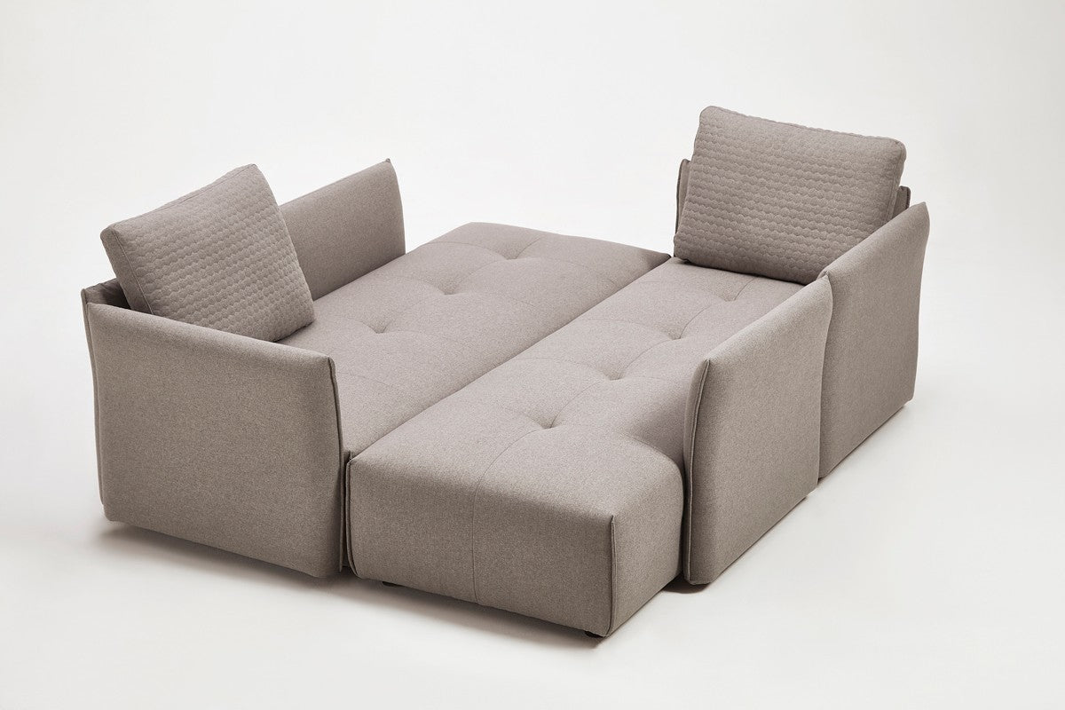 Light Gray Polyester Modular L Shaped Two Piece Sofa and Chaise Sectional