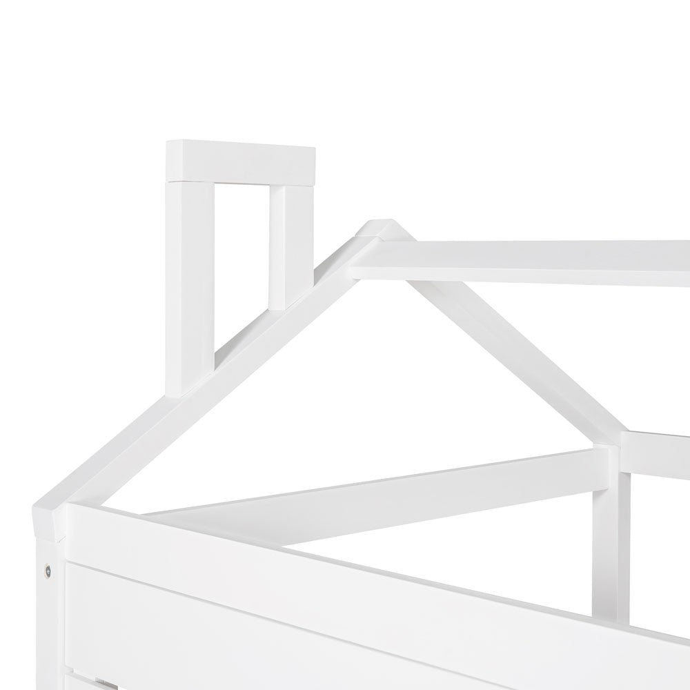 White Wood Twin Bed Frame with Trundle