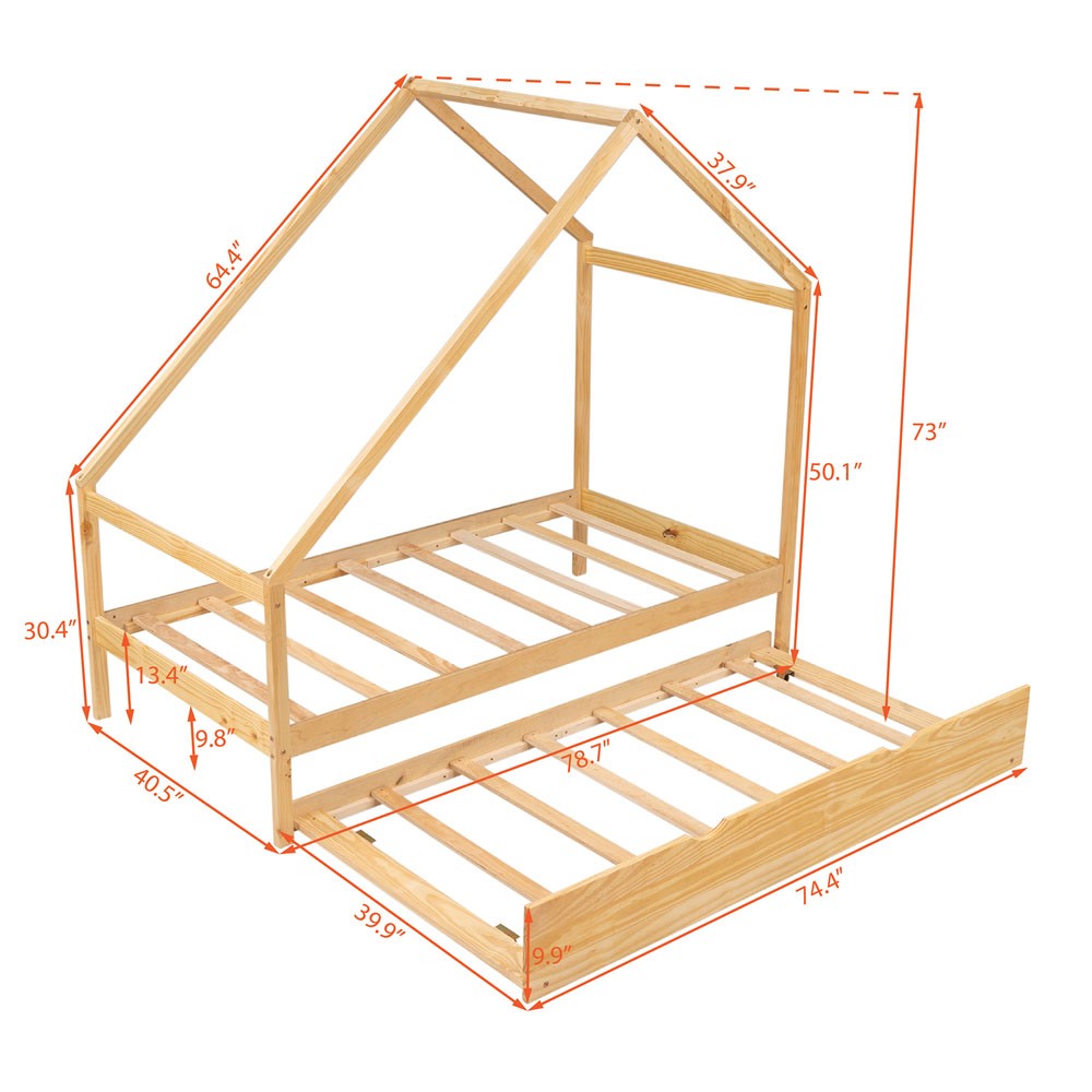 Natural Wood Twin with Trundle