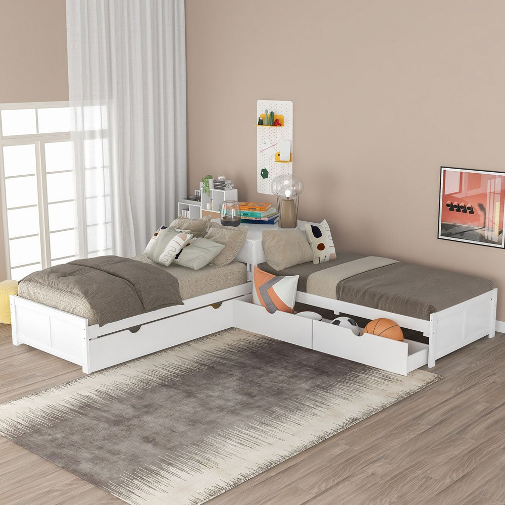 White Twin Bed with Trundle