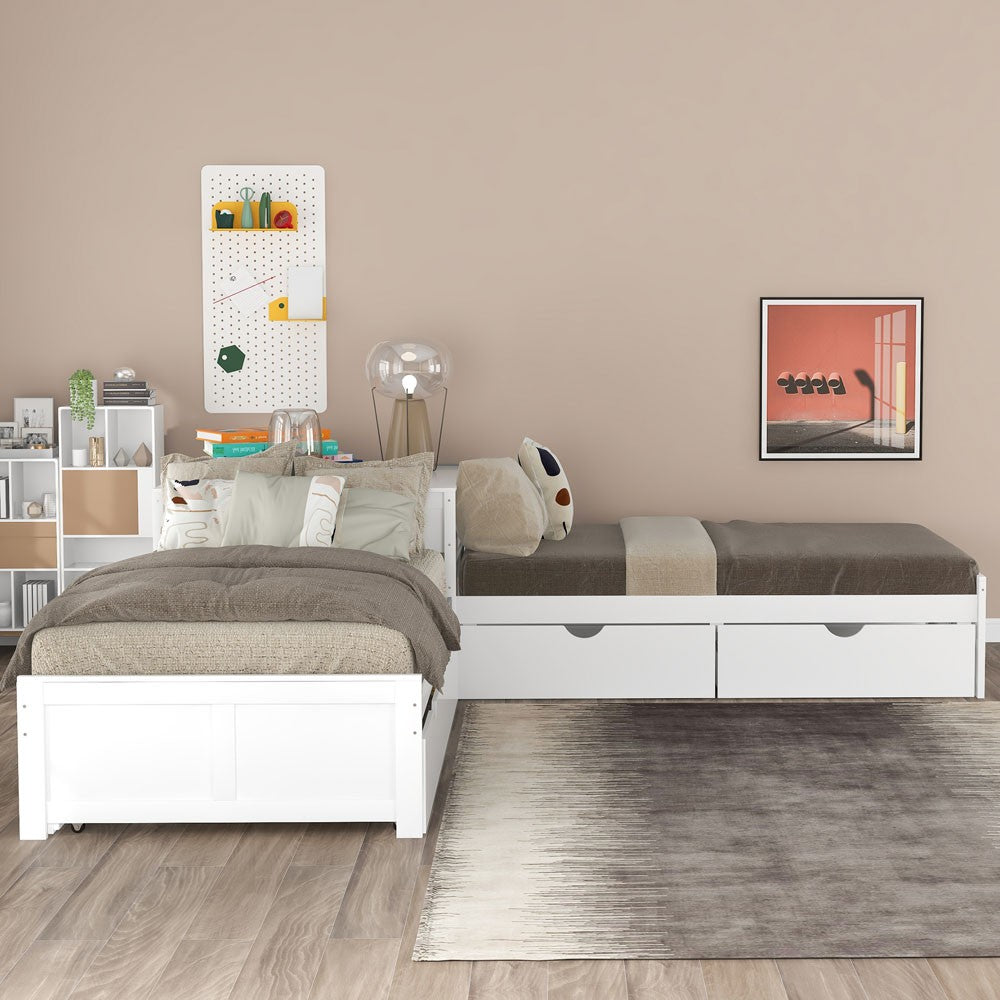 White Twin Bed with Trundle