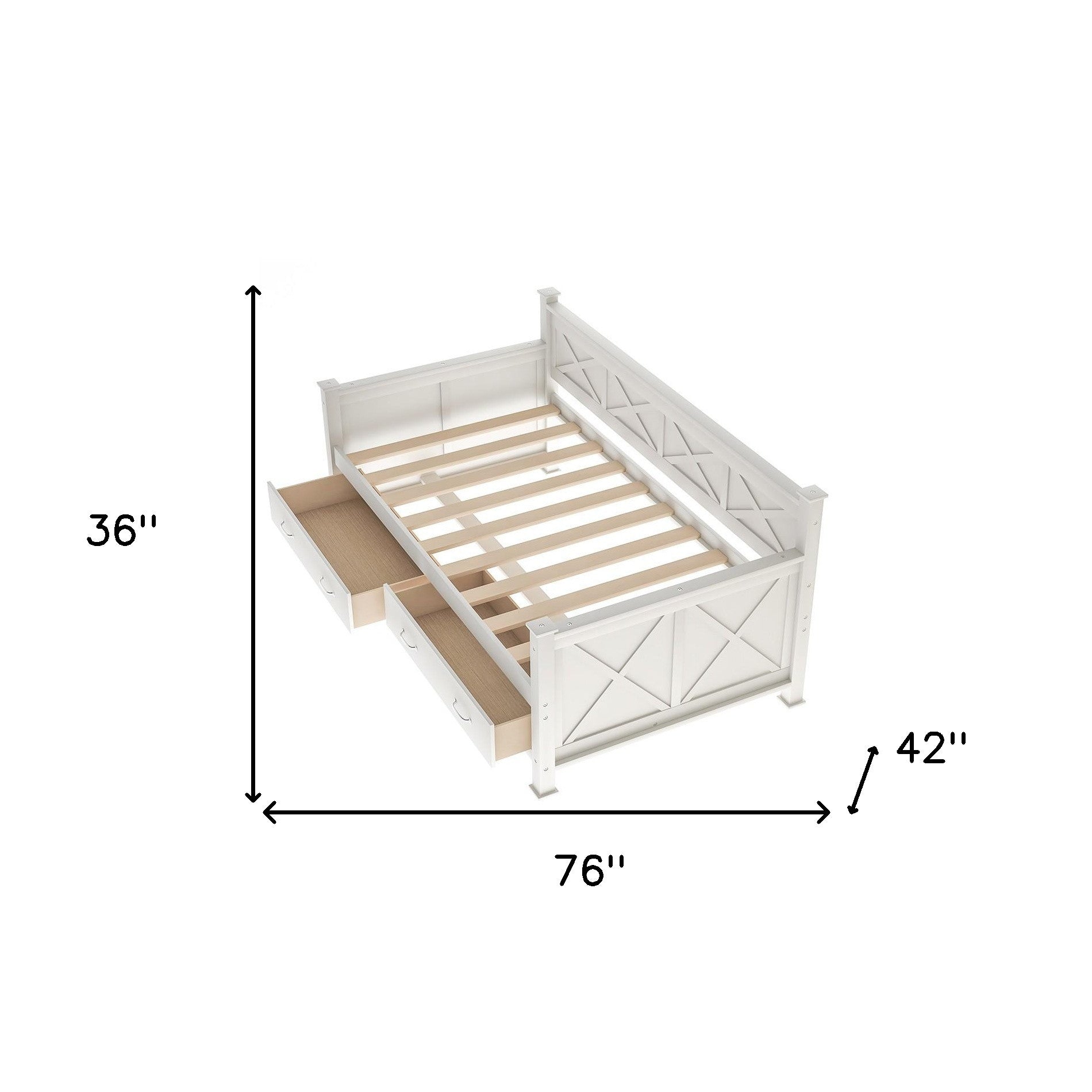 White Twin Two Drawers Bed