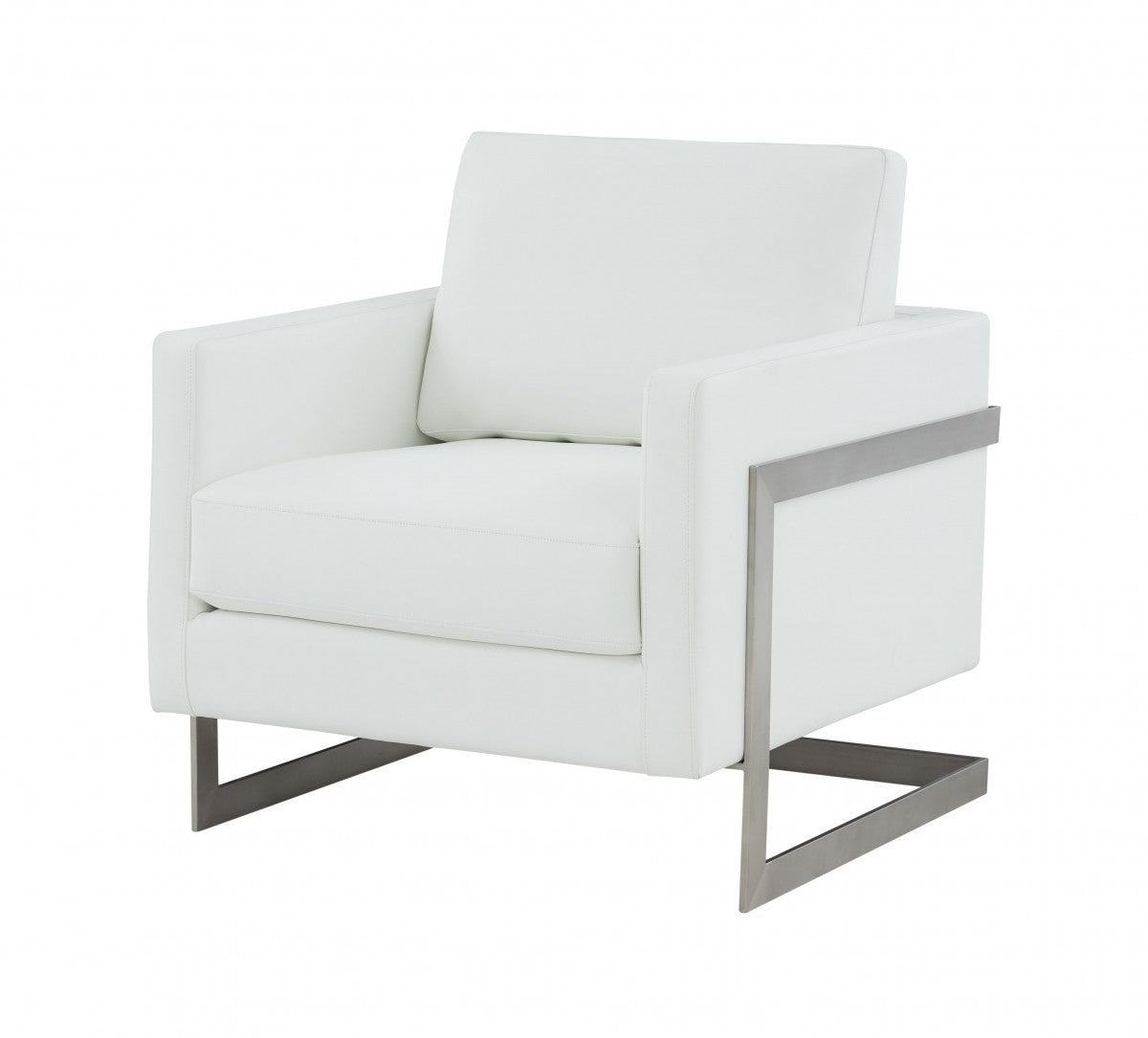 Stylish White and Black Faux Leather Accent Chair
