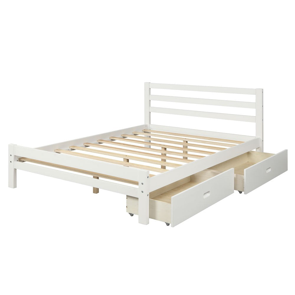 White Solid and Manufactured Wood Full Bed