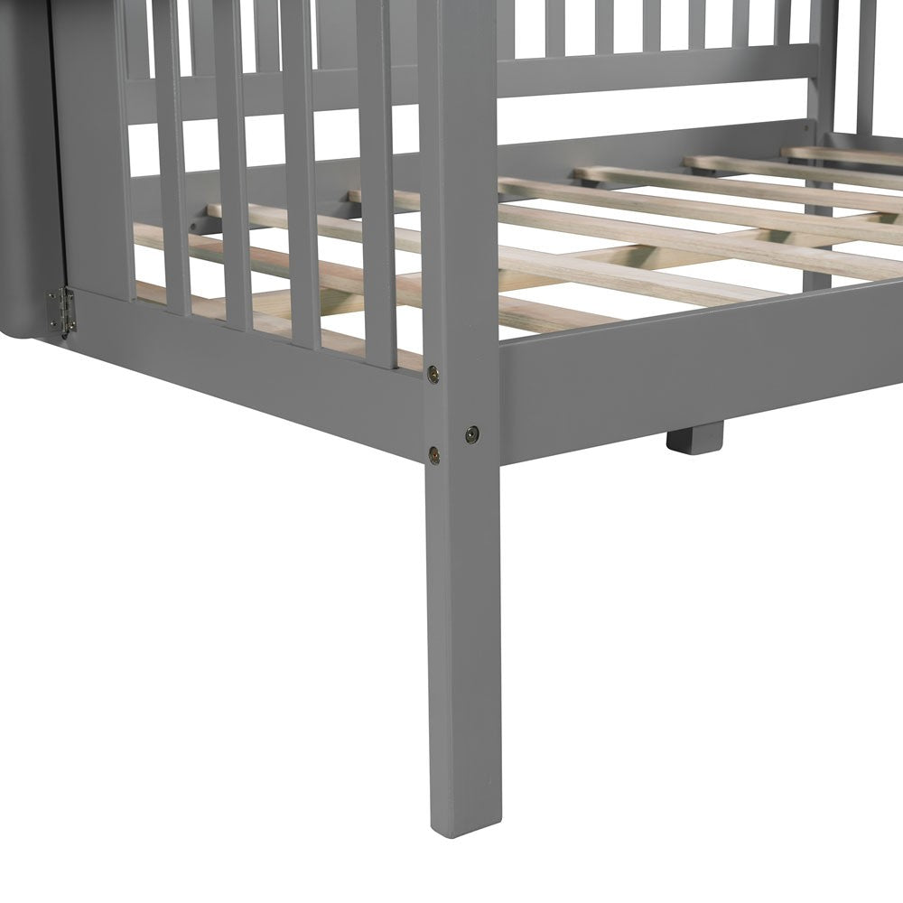 Gray Solid and Manufactured Wood Full Bed