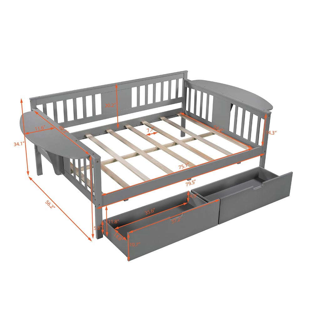 Gray Wood Full Bed Frame