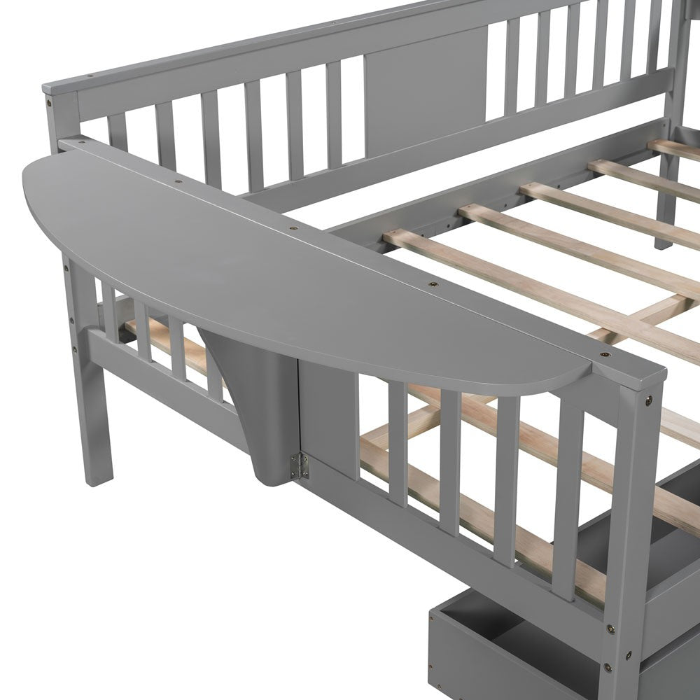 Gray Solid and Manufactured Wood Full Bed