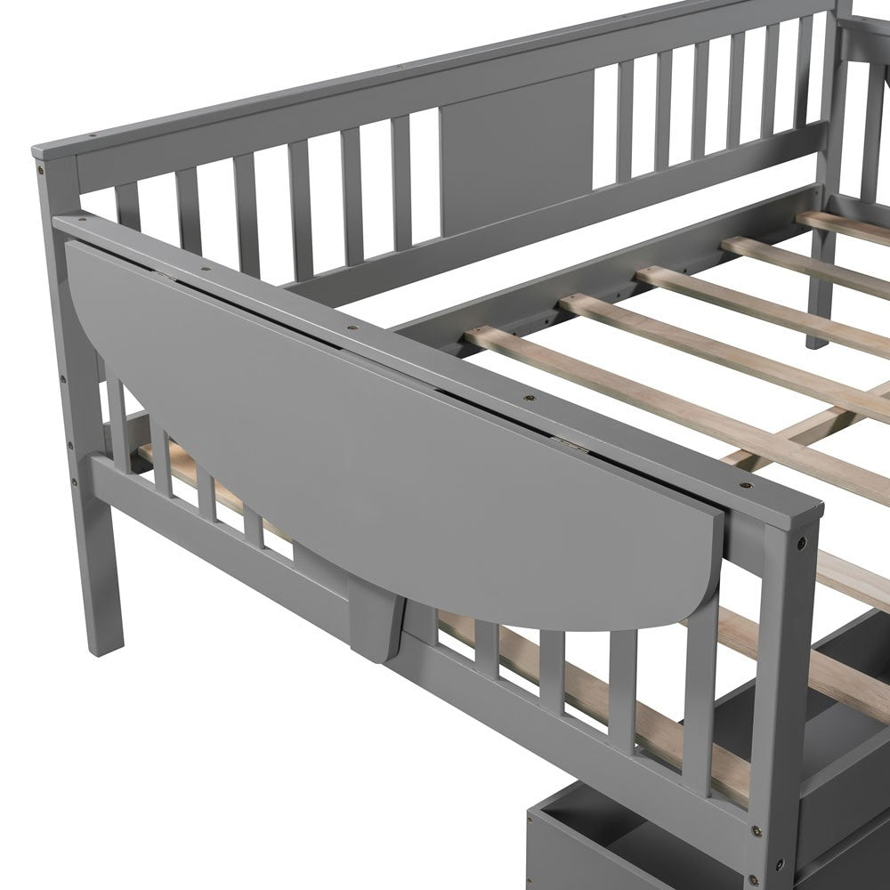 Gray Solid and Manufactured Wood Full Bed