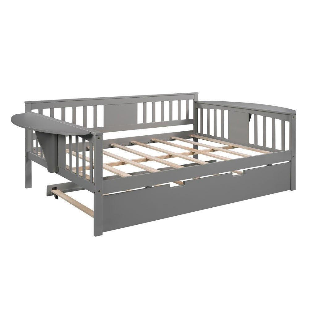 Gray Solid and Manufactured Wood Bed with Trundle