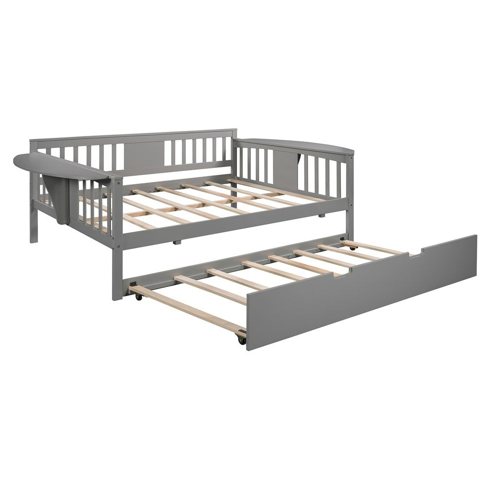 Gray Solid and Manufactured Wood Bed with Trundle