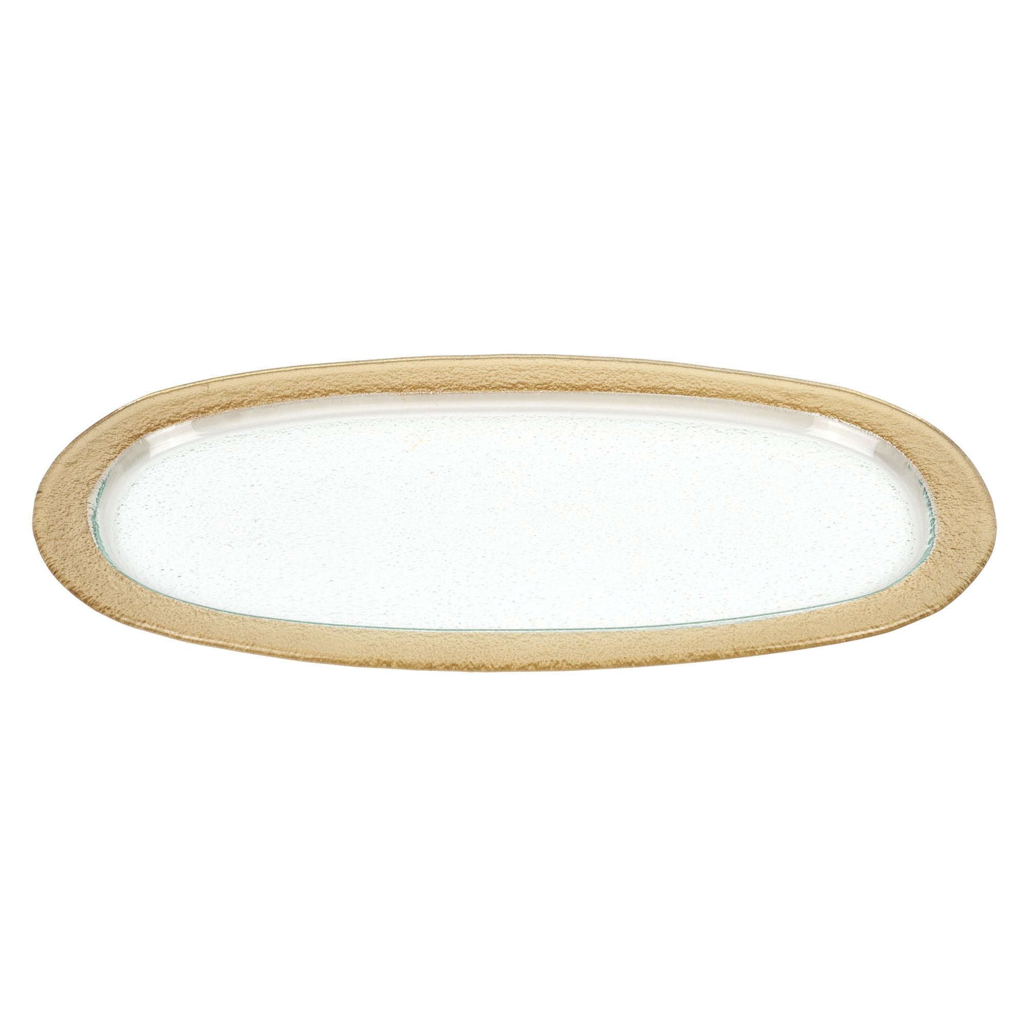 16" Gold Oval Glass Handmade Tray