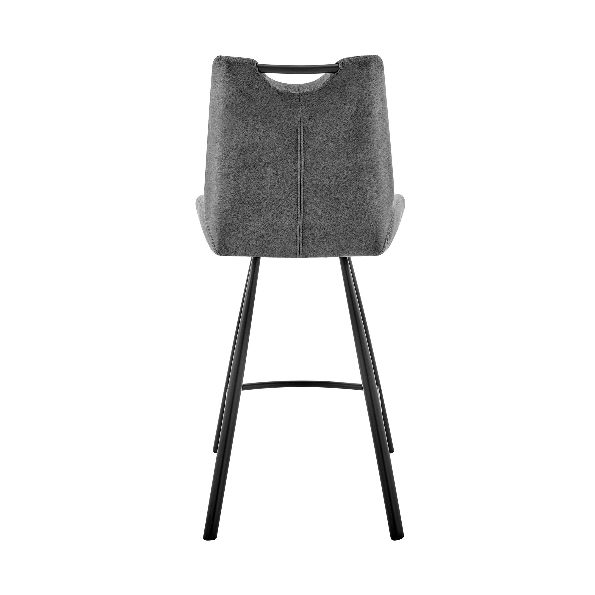 26" Charcoal And Black Iron Counter Height Bar Chair