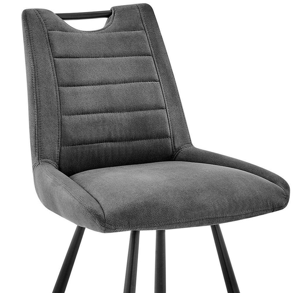 30" Charcoal And Black Iron Bar Height Bar Chair