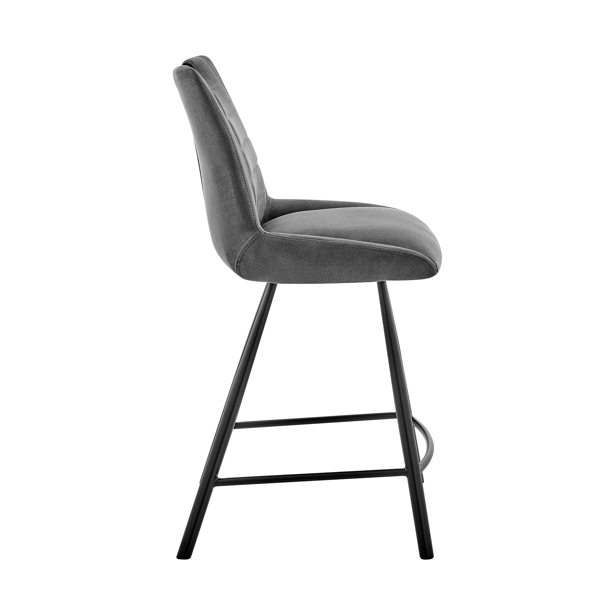 30" Charcoal And Black Iron Bar Height Bar Chair