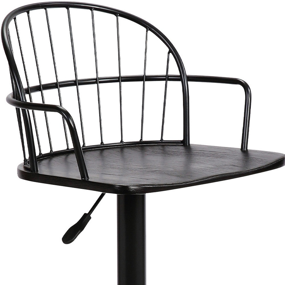 23" Black Iron Low Back Adjustable Height Bar Chair