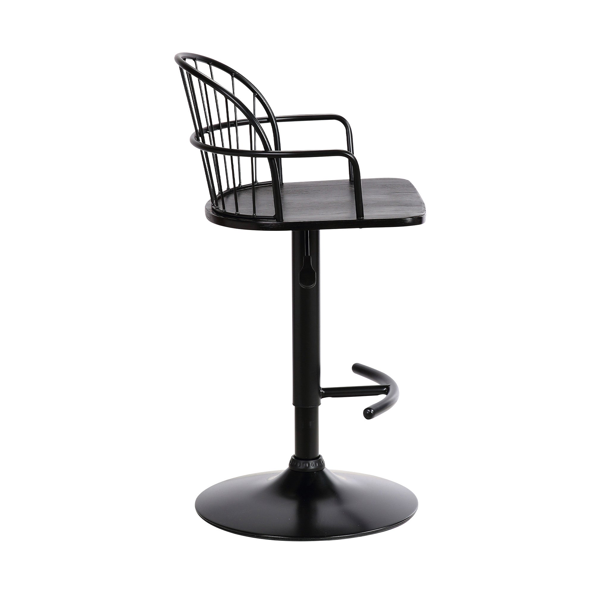 23" Black Iron Low Back Adjustable Height Bar Chair