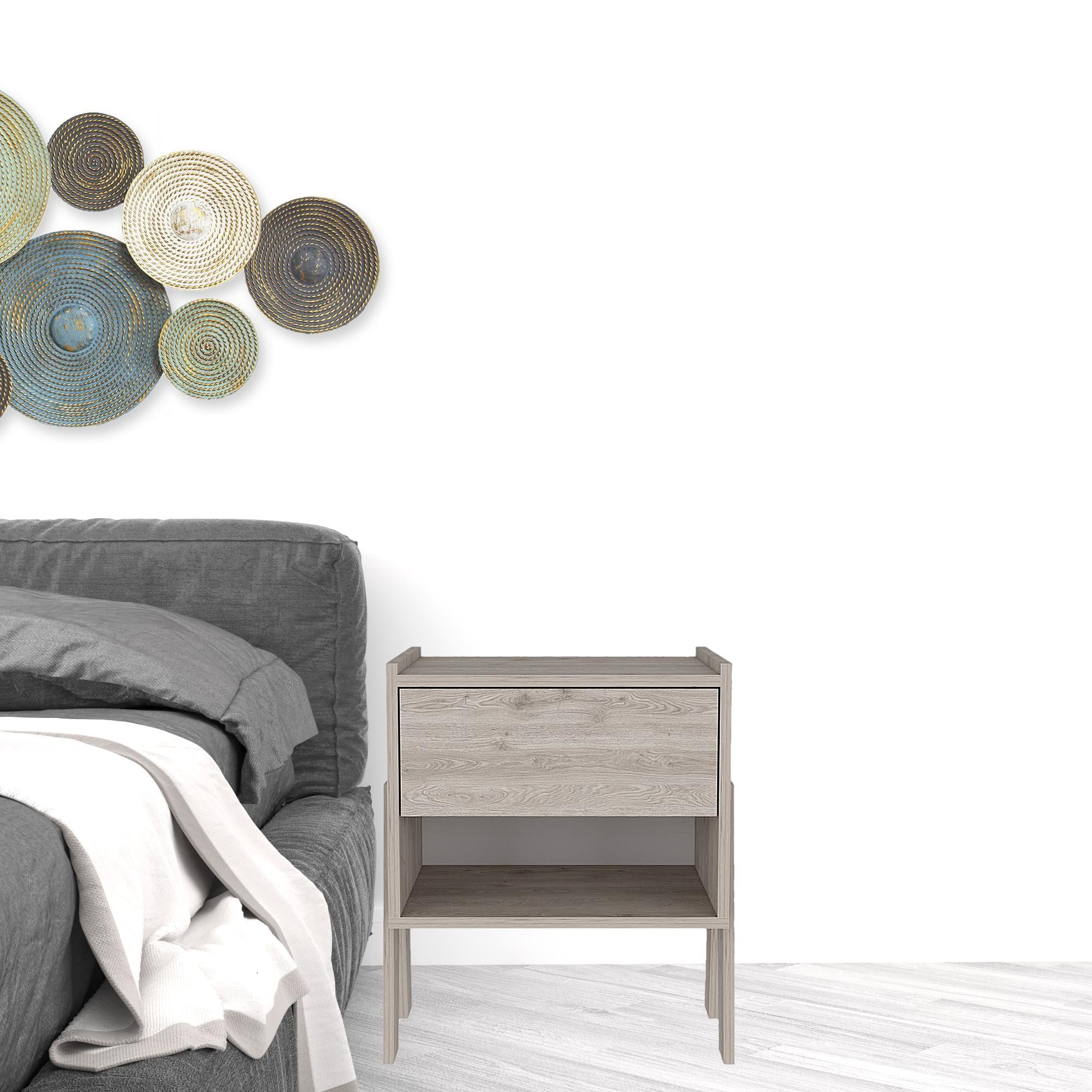 Sleek and Trendy Light Grey Bedroom Nightstand