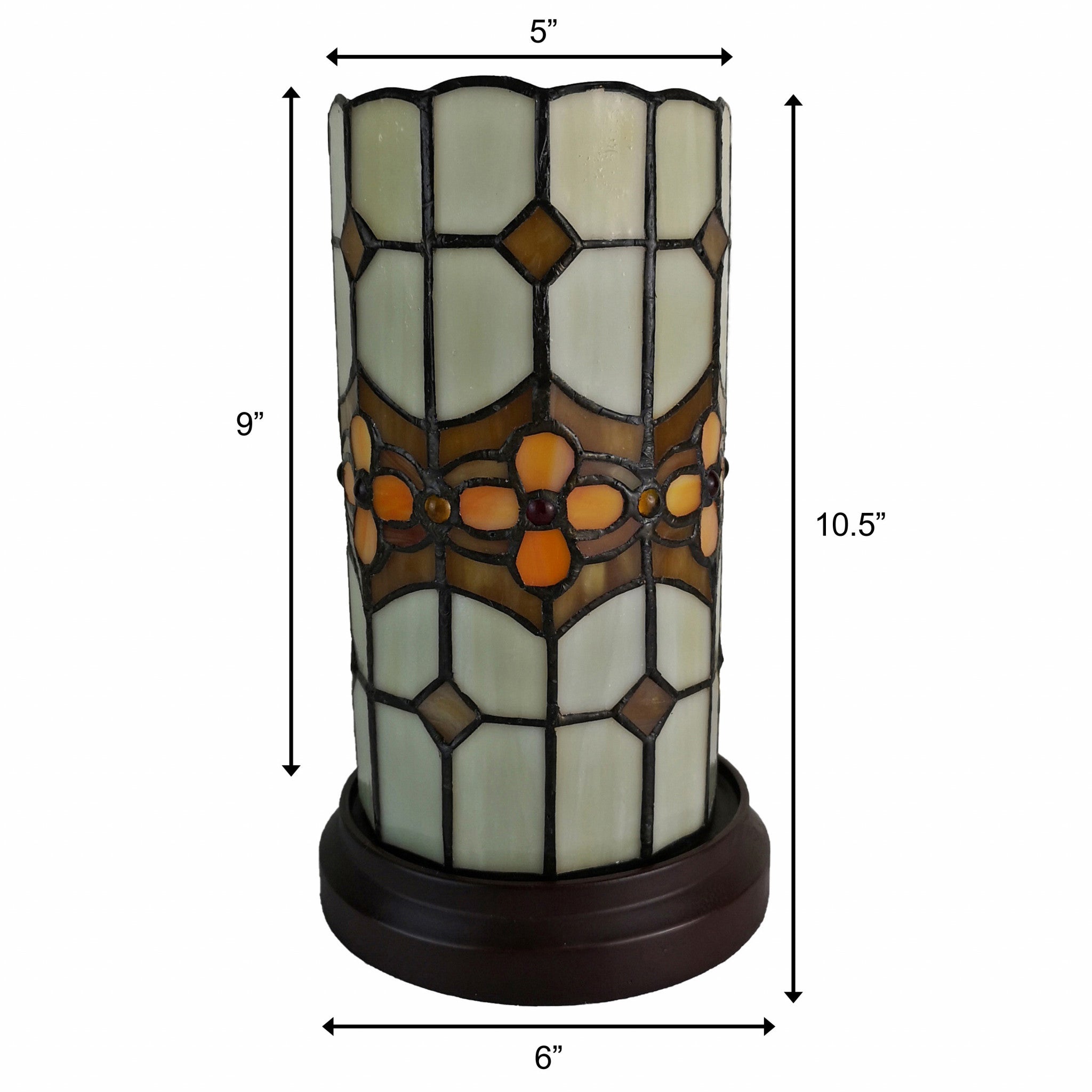 11" Brown and Beige Mosaic Tile Stained Glass Accent Lamp