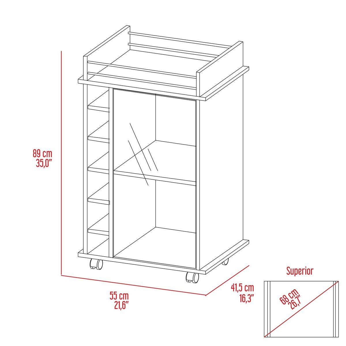 24" White Bar Cabinet With Multiple Shelves