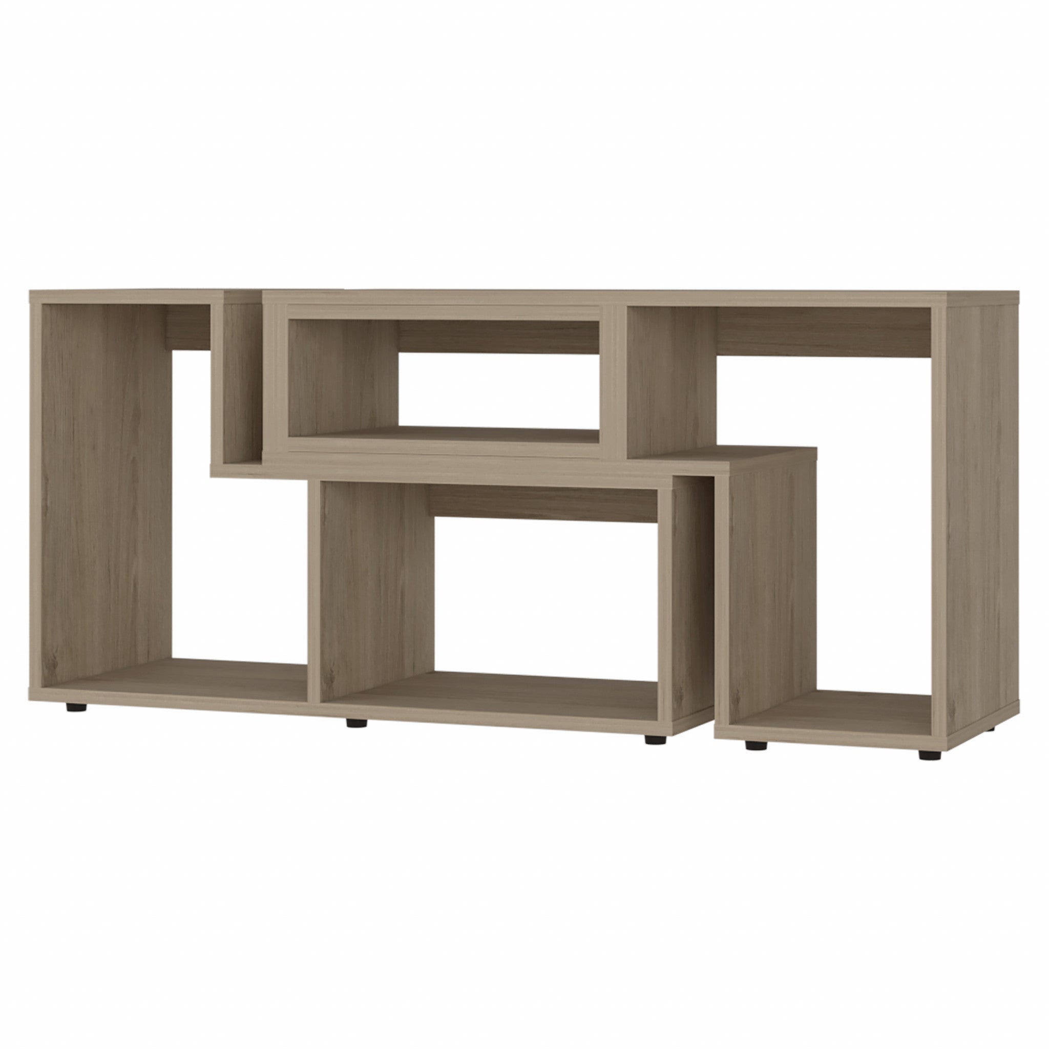 63" Wood Brown Particle Board Open Shelving TV Stand