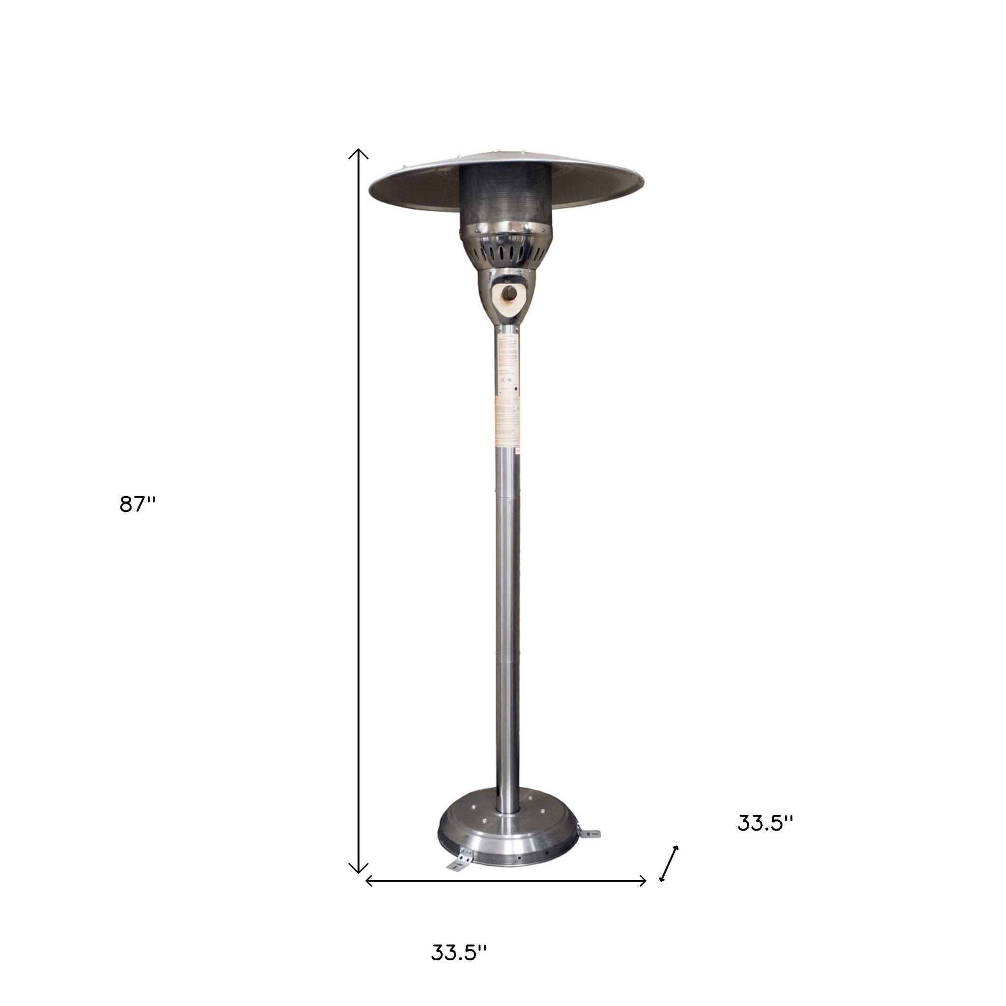 41000 BTU Silver Steel Natural Gas Cylindrical Pole Standing Patio Heater