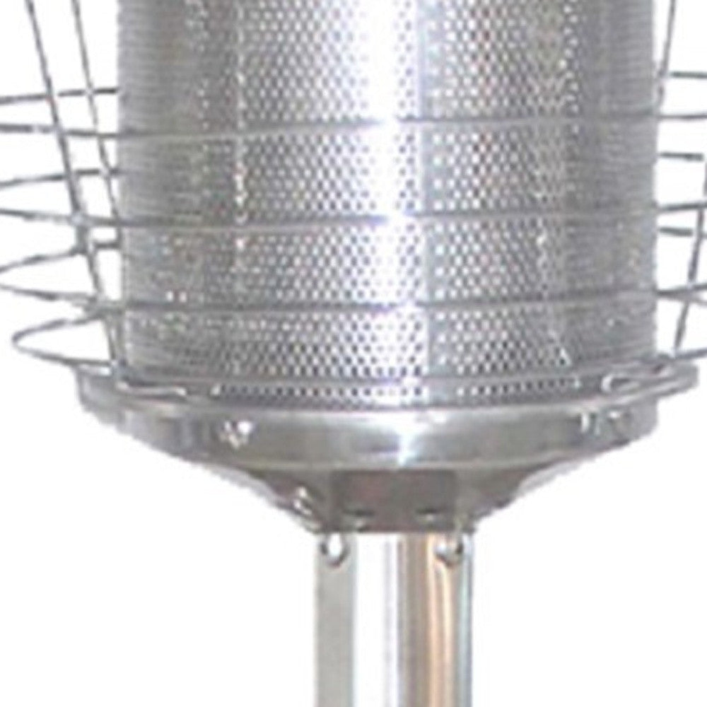 11000 BTU Silver Steel Propane Cylindrical Pole Tabletop Patio Heater