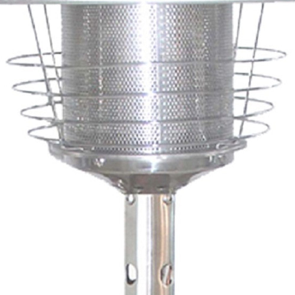 11000 BTU Silver Steel Propane Cylindrical Pole Tabletop Patio Heater