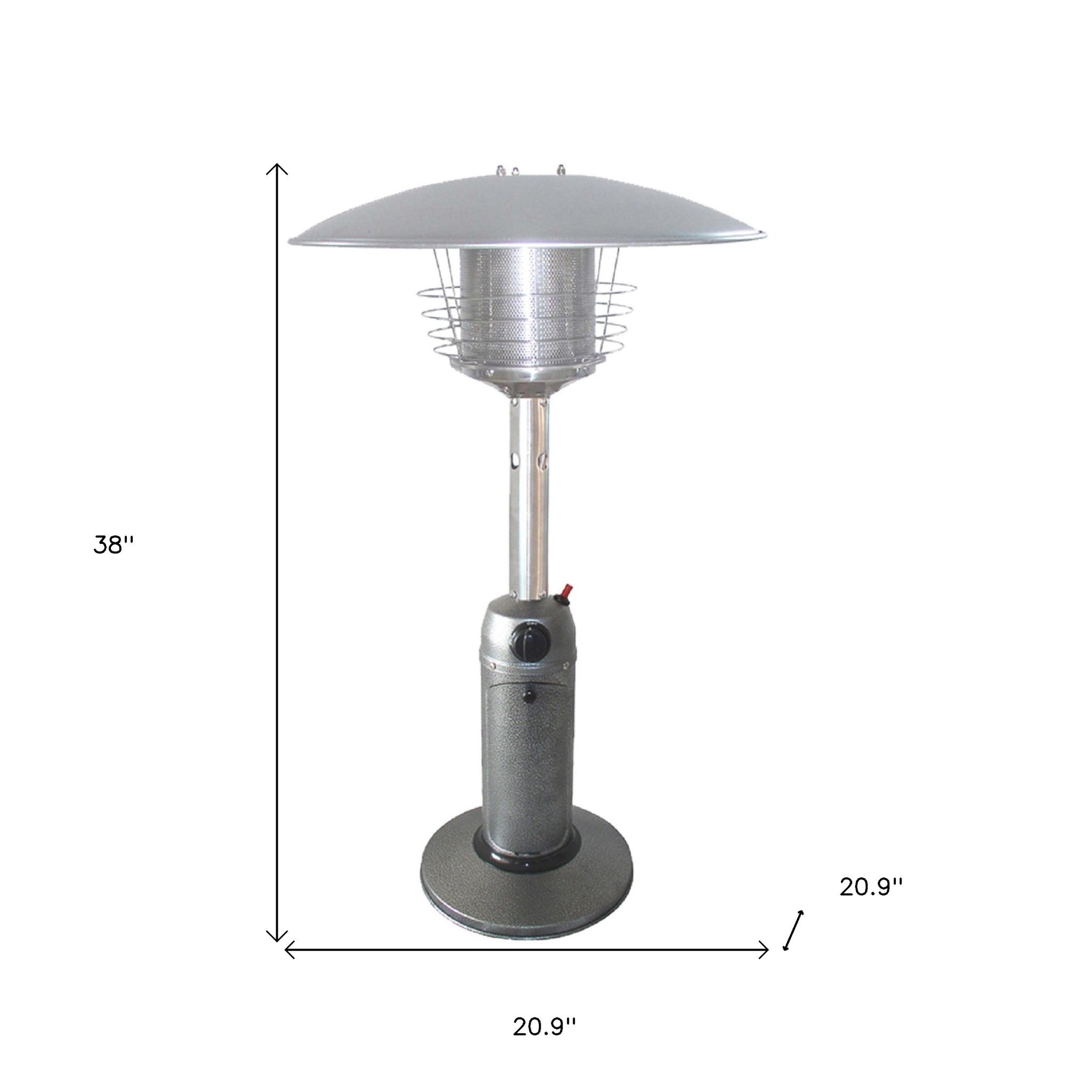 11000 BTU Silver Steel Propane Cylindrical Pole Tabletop Patio Heater