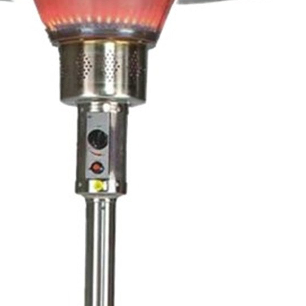40000 BTU Silver Steel Propane Cylindrical Pole Standing Patio Heater