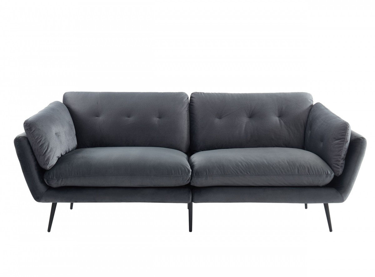 84" Dark Grey And Black Sofa