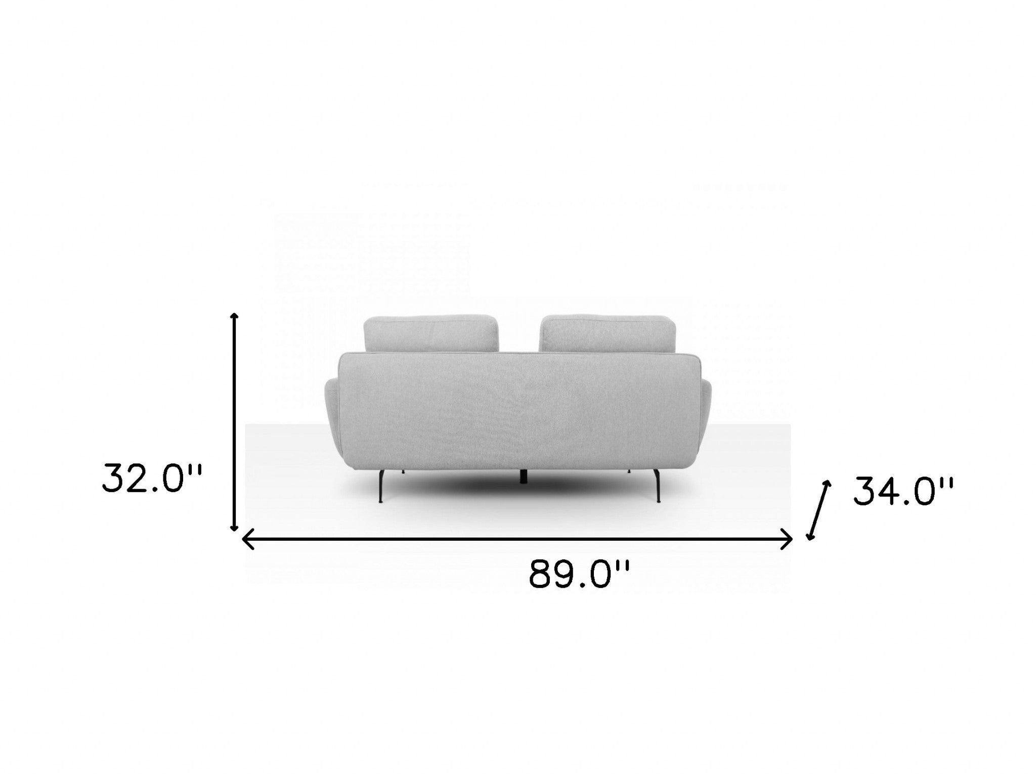 89" Light Gray Sofa With Black Legs