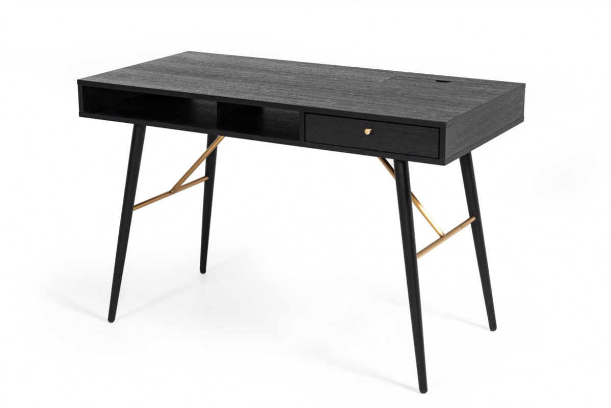 46" Black and Gold Writing Desk