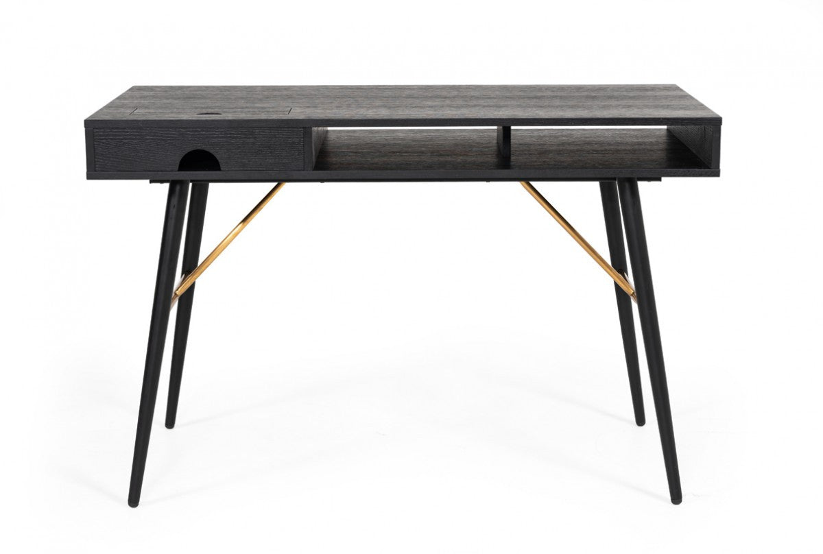 46" Black and Gold Writing Desk