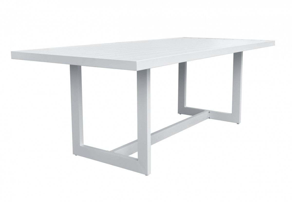 83" White Metal Outdoor Dining Table