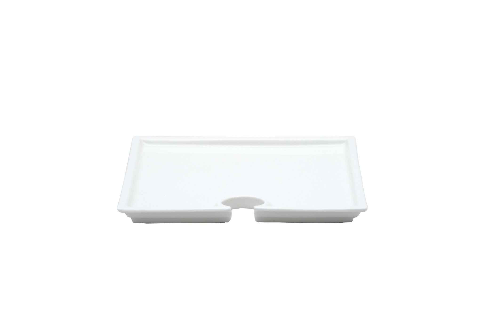Set of Six White Porcelain Appetizer Plates with Wine Holder