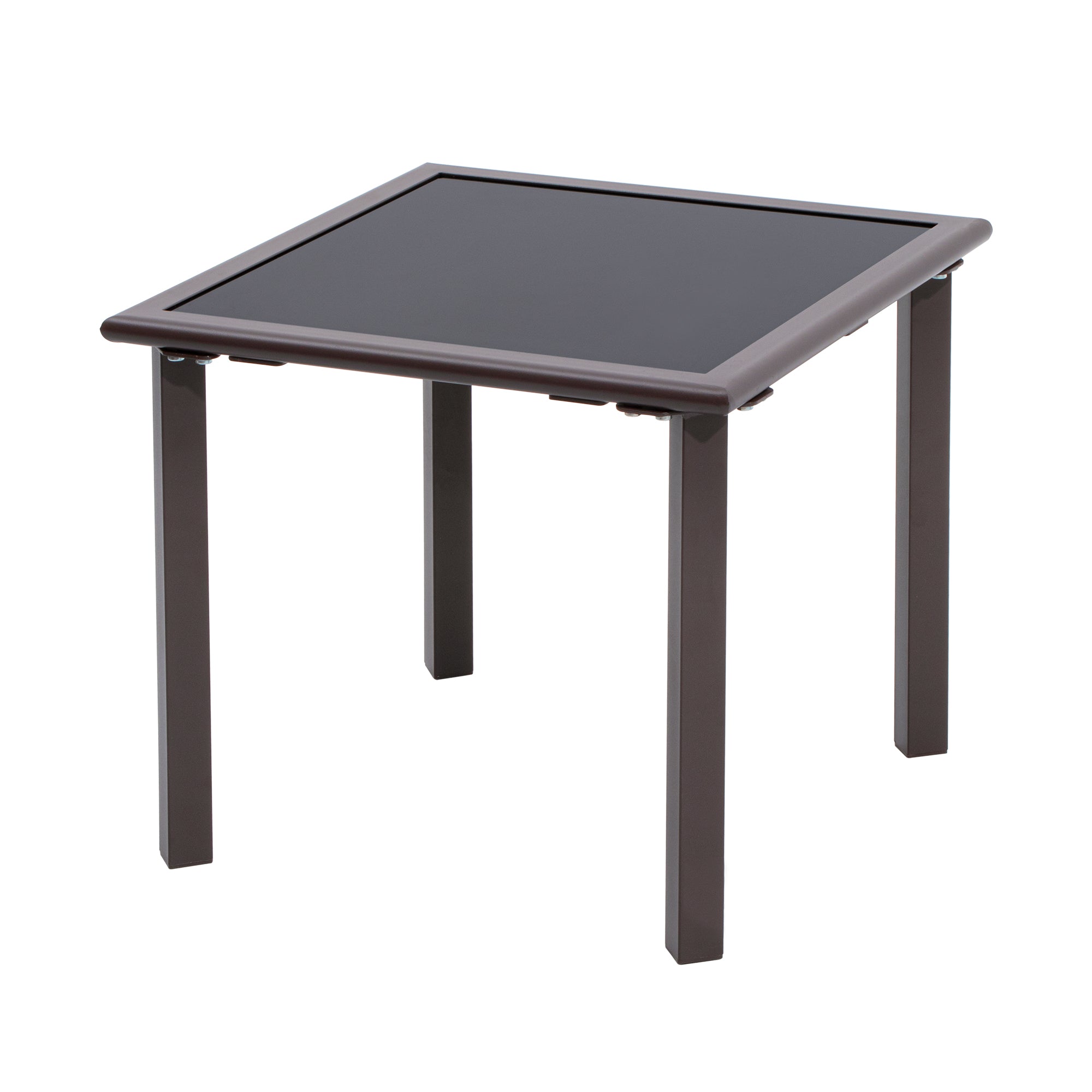 18" Black Square Glass Outdoor Side Table