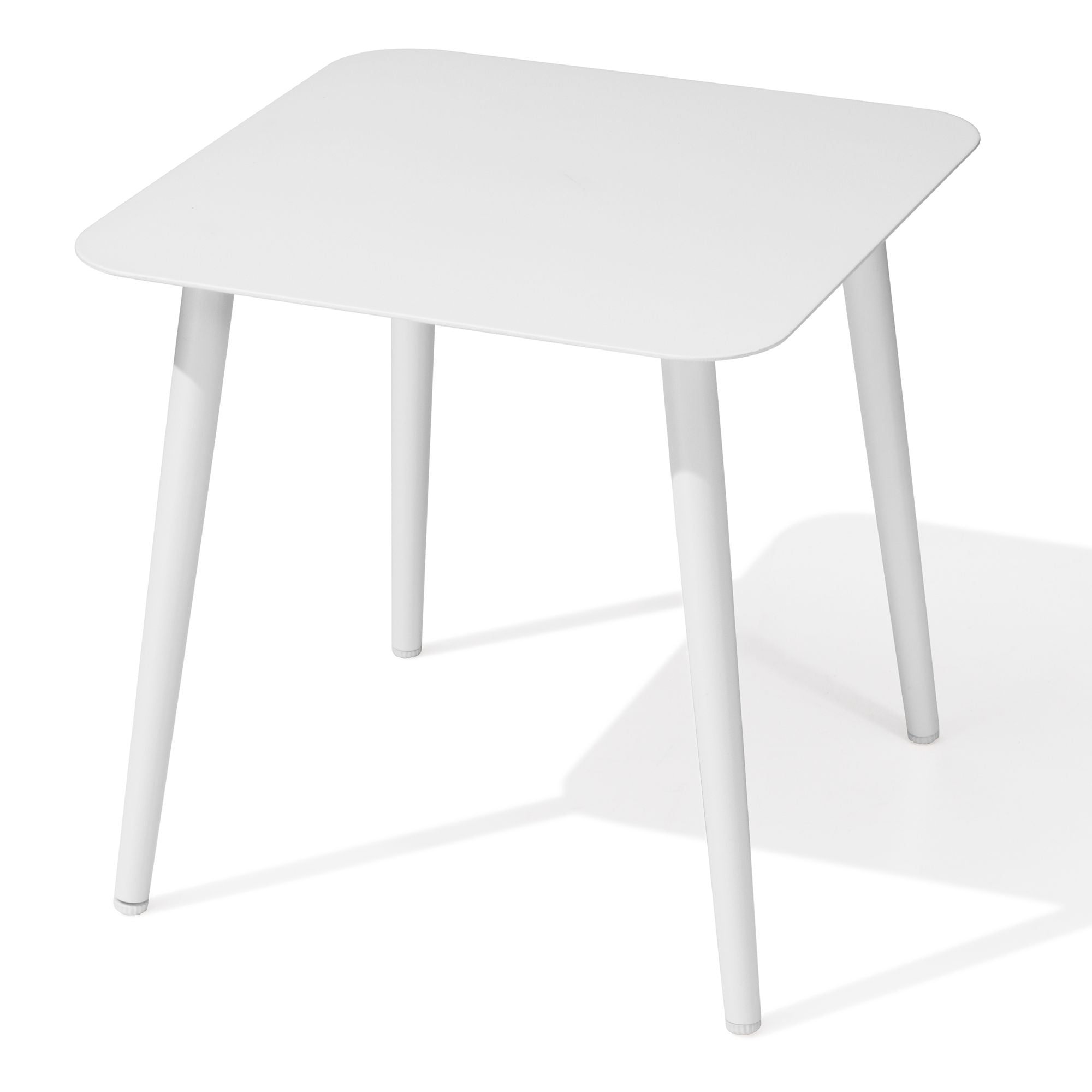 16" White Square Metal Outdoor Side Table