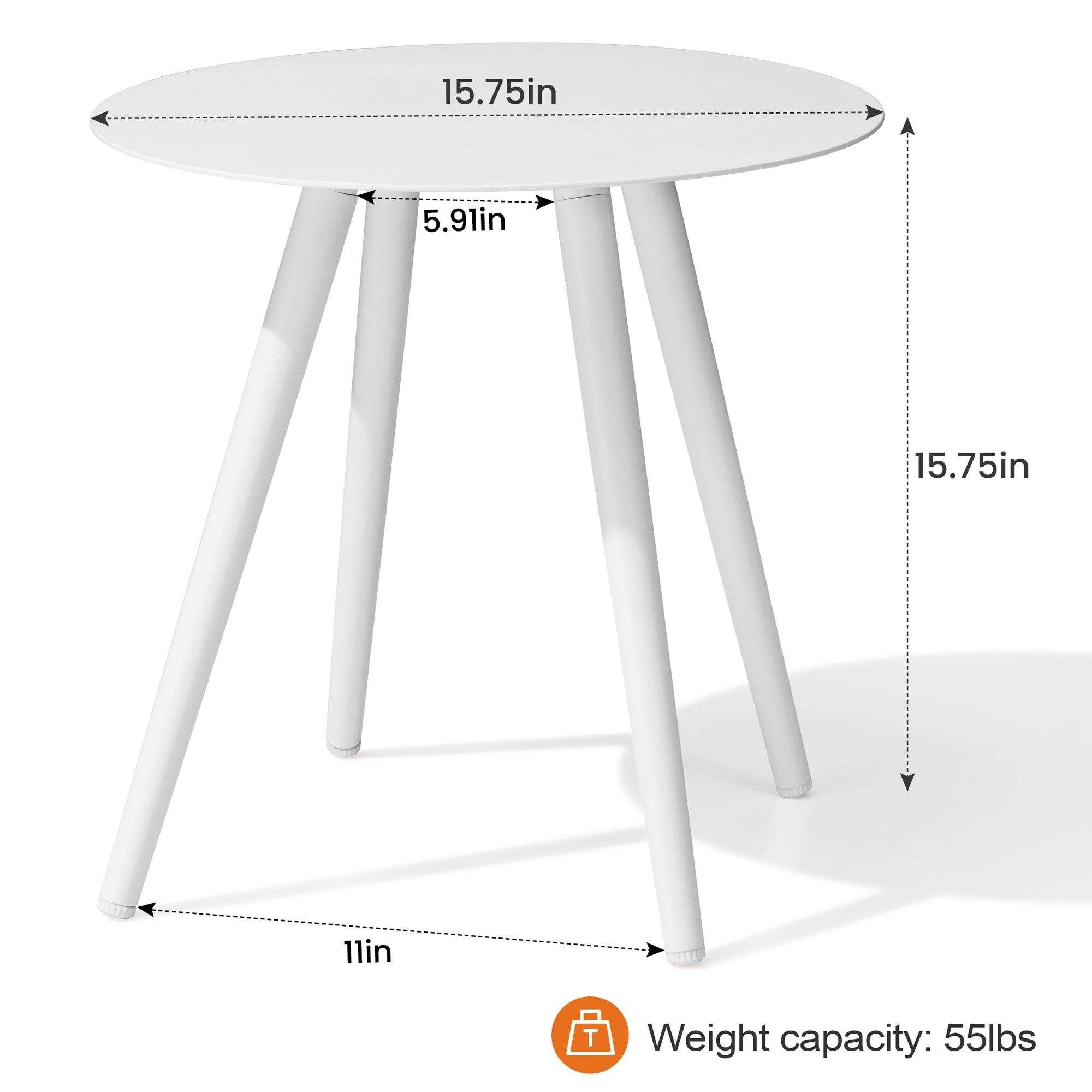 16" White Rounded Metal Outdoor Side Table