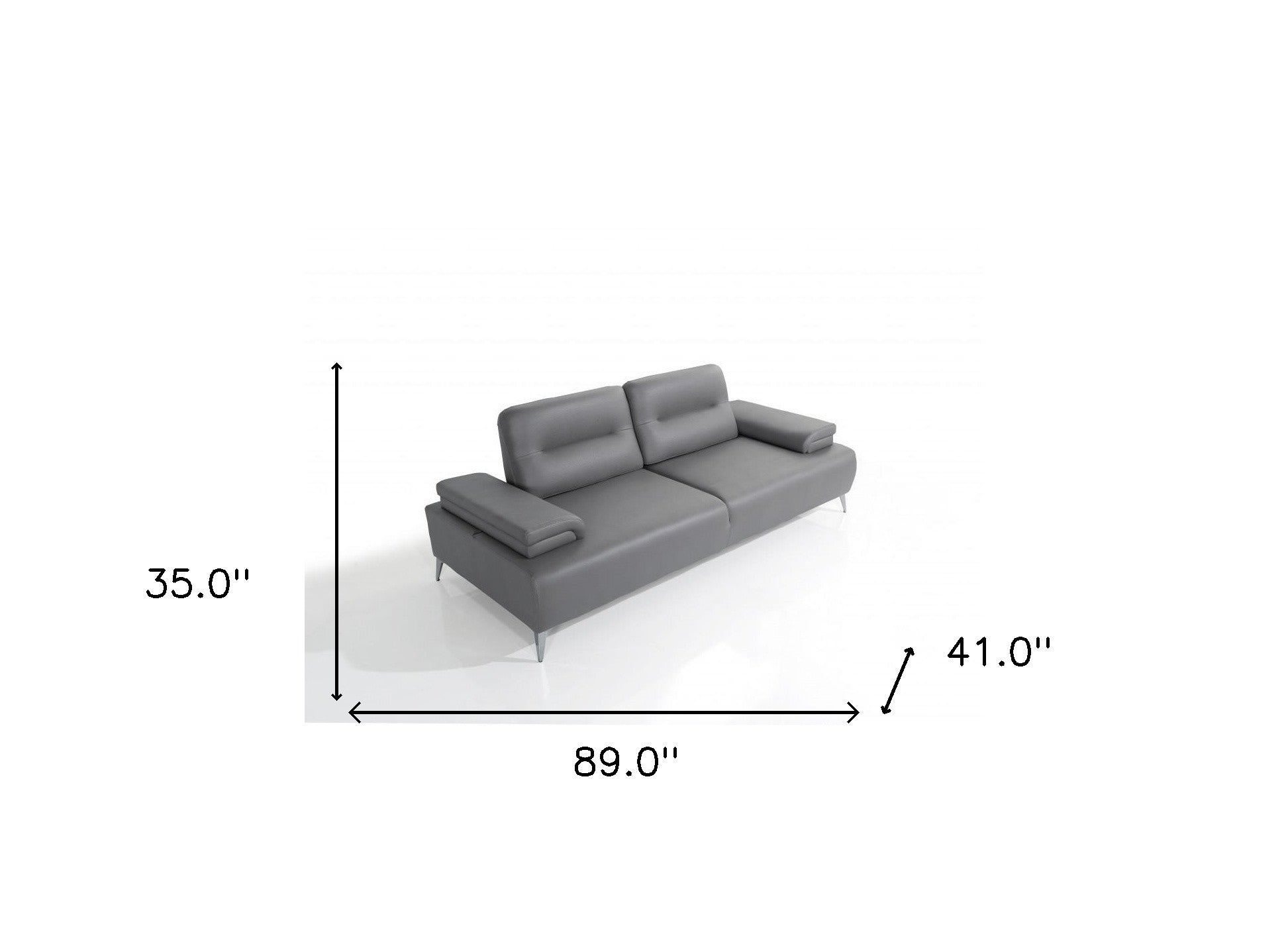 Ruslan Sofa in Light Grey Leather